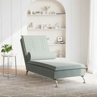 Massage chaise longue met bolster fluweel lichtgrijs 3