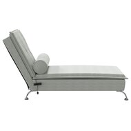 Massage chaise longue met bolster fluweel lichtgrijs 5