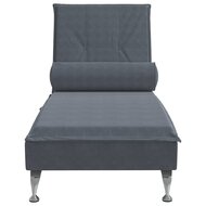 Massage chaise longue met bolster fluweel donkergrijs 4