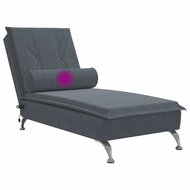 Massage chaise longue met bolster fluweel donkergrijs 7