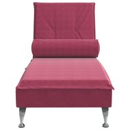 Massage chaise longue met bolster fluweel wijnrood 4