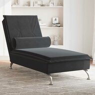 Massage chaise longue met bolster fluweel zwart 1