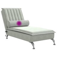 Massage chaise longue met bolster fluweel lichtgrijs 7