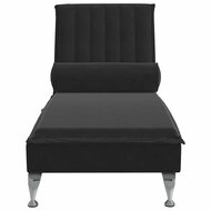 Massage chaise longue met bolster fluweel zwart 4