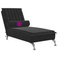 Massage chaise longue met bolster fluweel zwart 7