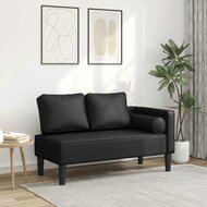 Chaise longue met kussens kunstleer zwart 1