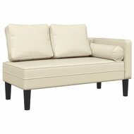 Chaise longue met kussens kunstleer cr&egrave;me 2