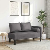 Chaise longue met kussens kunstleer grijs 1