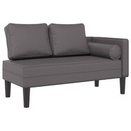 Chaise longue met kussens kunstleer grijs 2