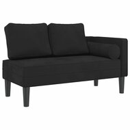 Chaise longue met kussens fluweel zwart 2