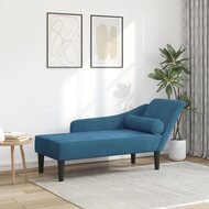 Chaise longue met kussens fluweel blauw 1