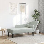 Chaise longue met kussens fluweel lichtgrijs 1