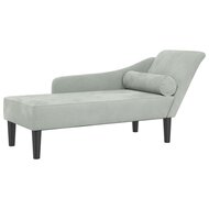 Chaise longue met kussens fluweel lichtgrijs 2