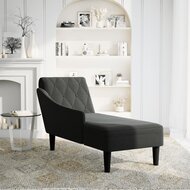 Chaise longue met kussen en rechterarmleuning stof zwart 2