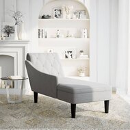 Chaise longue met kussen en rechterarmleuning stof wolk grijs 2