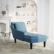 Chaise longue met kussen en rechterarmleuning fluweel blauw 2