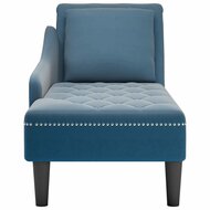 Chaise longue met kussen en rechterarmleuning fluweel blauw 4