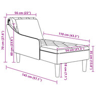 Chaise longue met kussen en rechterarmleuning fluweel blauw 9