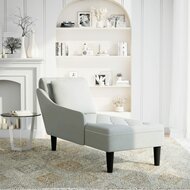 Chaise longue met kussen &amp; rechterarmleuning fluweel lichtgrijs 2