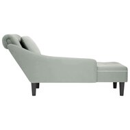 Chaise longue met kussen &amp; rechterarmleuning fluweel lichtgrijs 5