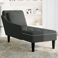 Chaise longue met kussen en rechterarmleuning fluweel zwart 3