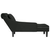 Chaise longue met kussen en rechterarmleuning fluweel zwart 5