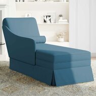 Chaise longue met bolster en rechterarmleuning fluweel blauw 3