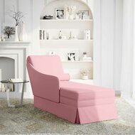 Chaise longue met bolster en rechterarmleuning fluweel roze 2