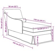 Chaise longue met bolster en rechterarmleuning fluweel cr&egrave;me 9