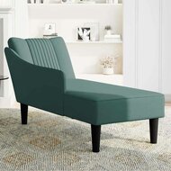 Chaise longue met rechterarmleuning fluweel donkergroen 3