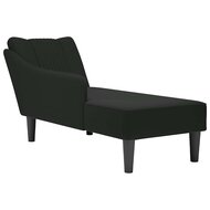 Chaise longue met rechterarmleuning fluweel zwart 1