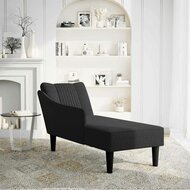 Chaise longue met rechterarmleuning stof zwart 3