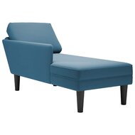 Chaise longue met kussen en rechterarmleuning fluweel blauw 1