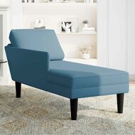 Chaise longue met kussen en rechterarmleuning fluweel blauw 3