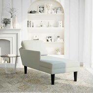 Chaise longue met kussen &amp; rechterarmleuning fluweel lichtgrijs 2