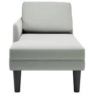 Chaise longue met kussen &amp; rechterarmleuning fluweel lichtgrijs 4