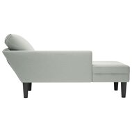 Chaise longue met kussen &amp; rechterarmleuning fluweel lichtgrijs 5