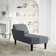 Chaise longue met kussen&amp;rechterarmleuning fluweel donkergrijs 2