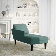 Chaise longue met kussen&amp;rechterarmleuning fluweel donkergroen 2