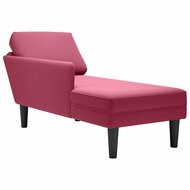 Chaise longue met kussen en rechterarmleuning fluweel wijnrood 1