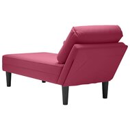 Chaise longue met kussen en rechterarmleuning fluweel wijnrood 6