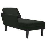 Chaise longue met kussen en rechterarmleuning fluweel zwart 1