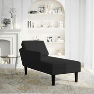 Chaise longue met kussen en rechterarmleuning fluweel zwart 2