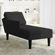 Chaise longue met kussen en rechterarmleuning fluweel zwart 3