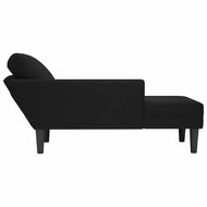 Chaise longue met kussen en rechterarmleuning fluweel zwart 5