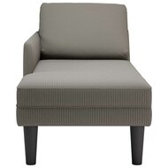 Chaise longue met kussen corduroy stof lichtgrijs 4