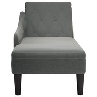 Chaise longue met kussen en rechterarmleuning stof donkergrijs 4