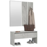 Garderobe set bewerkt hout betongrijs 4