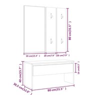 Garderobe set bewerkt hout betongrijs 8