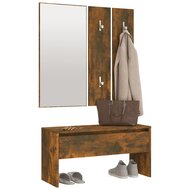 Garderobe set bewerkt hout gerookt eikenkleurig 4